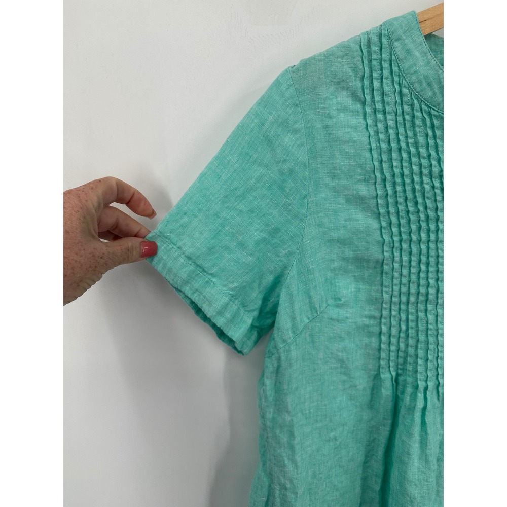 Coldwater Creek Linen Top Shirt Womens MP Pintuck Natural Breathable Summer - Picture 8 of 9